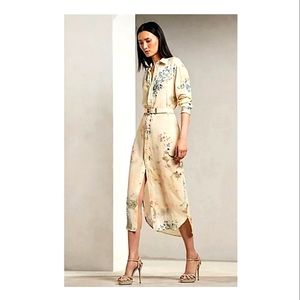 RALPH LAUREN COLLECTION "Graison" Floral Buttercream Linen Dress Size 6